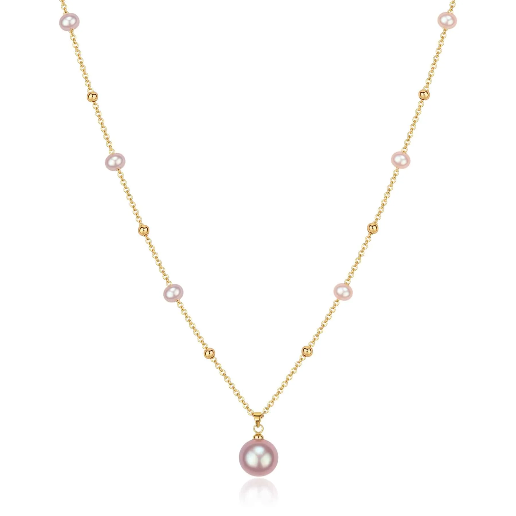 Teardrop Pendant Beaded Necklace 14K Gold Filled