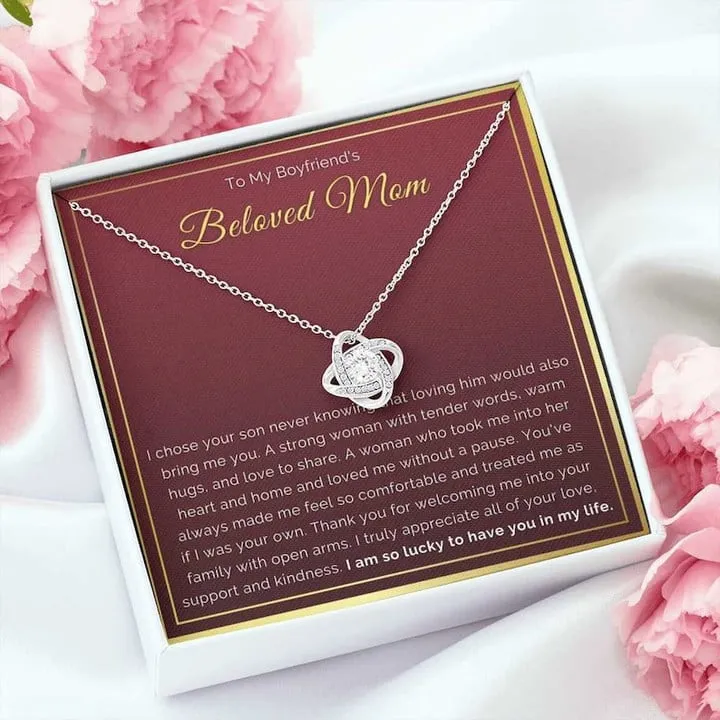 To My Beloved Mom Necklace, Mom Necklace Jewelry for Anniversary , Birthday & Mother's Day, Message Card to Beloved Mother