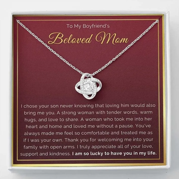 To My Beloved Mom Necklace, Mom Necklace Jewelry for Anniversary , Birthday & Mother's Day, Message Card to Beloved Mother