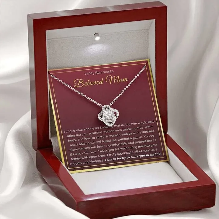 To My Beloved Mom Necklace, Mom Necklace Jewelry for Anniversary , Birthday & Mother's Day, Message Card to Beloved Mother