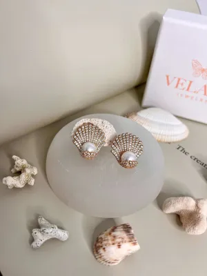 Velani Elegant Shell Pearl Earrings