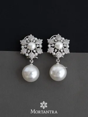 White Color Silver Plated Faux Diamond Earrings - CZEAR485