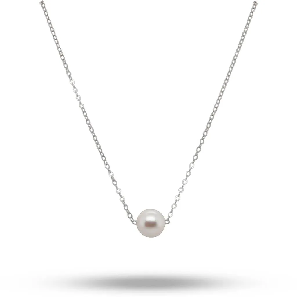 White Gold 7mm Akoya Cultured Add a Pearl Necklace