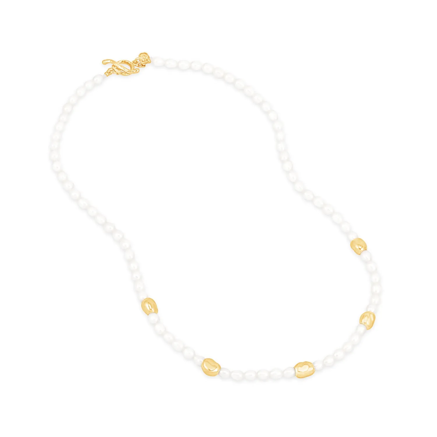 White Pearl Ocean Pebble Necklace