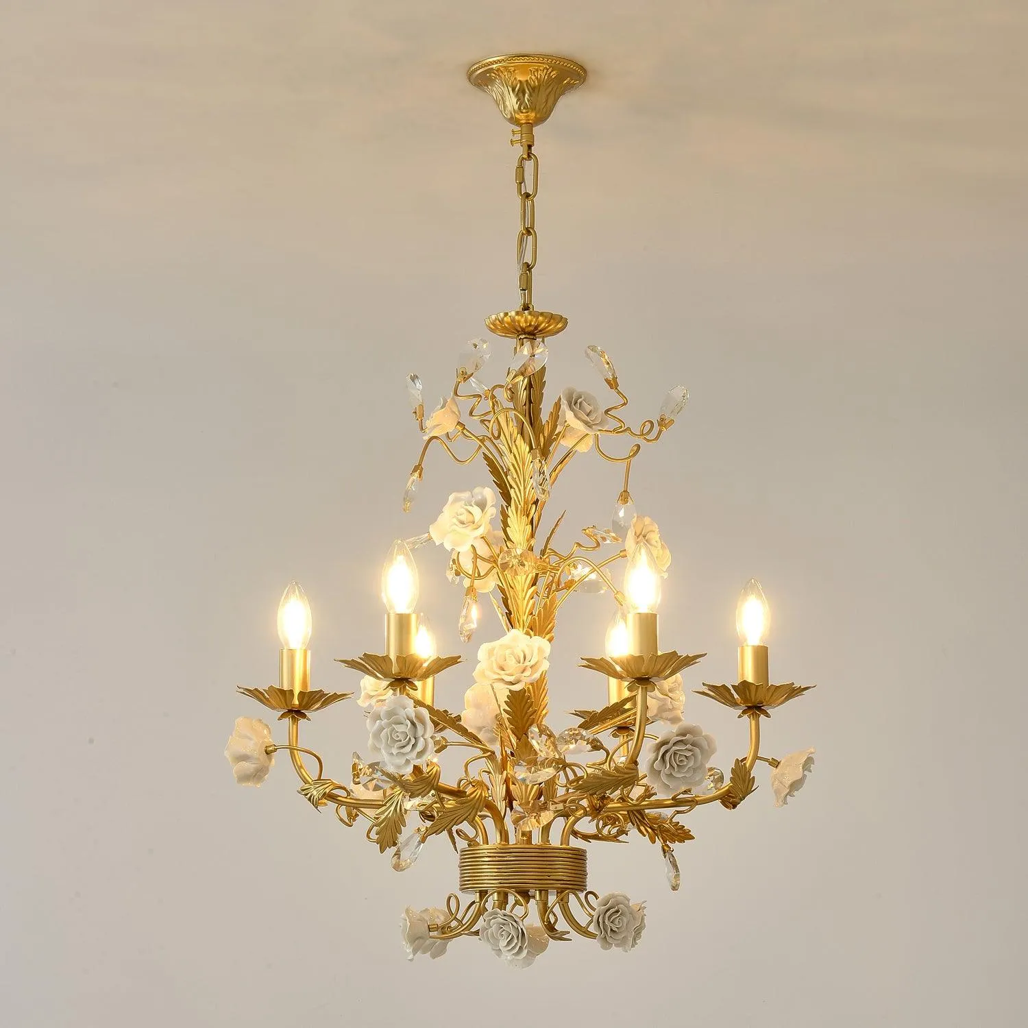 White Rose Crystal Chandelier