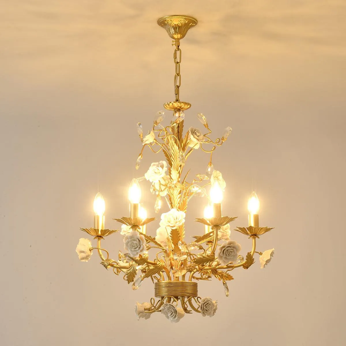 White Rose Crystal Chandelier