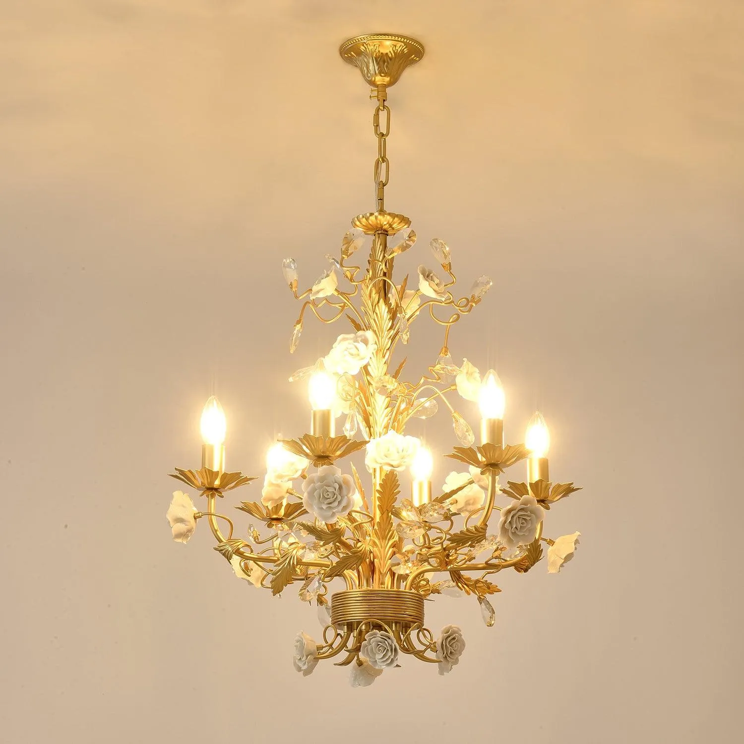 White Rose Crystal Chandelier